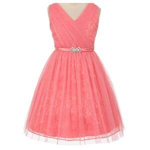 Little Girls Sleeveless VNeck Easter Wedding Party Birthday Flower Girl Dress